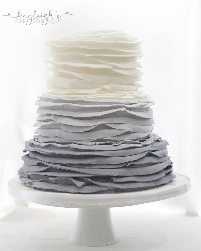 Ombré ruffles wedding cake
