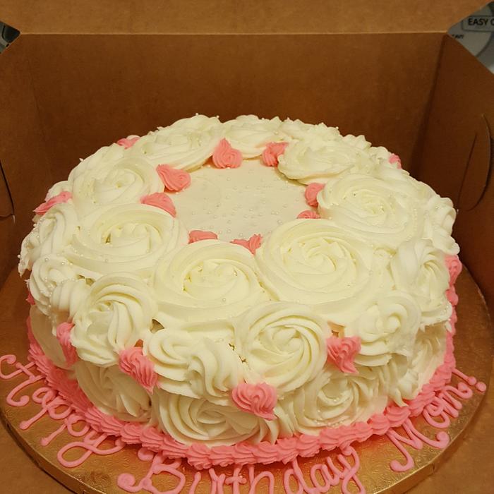 Rosettes and hearts Birthday cake