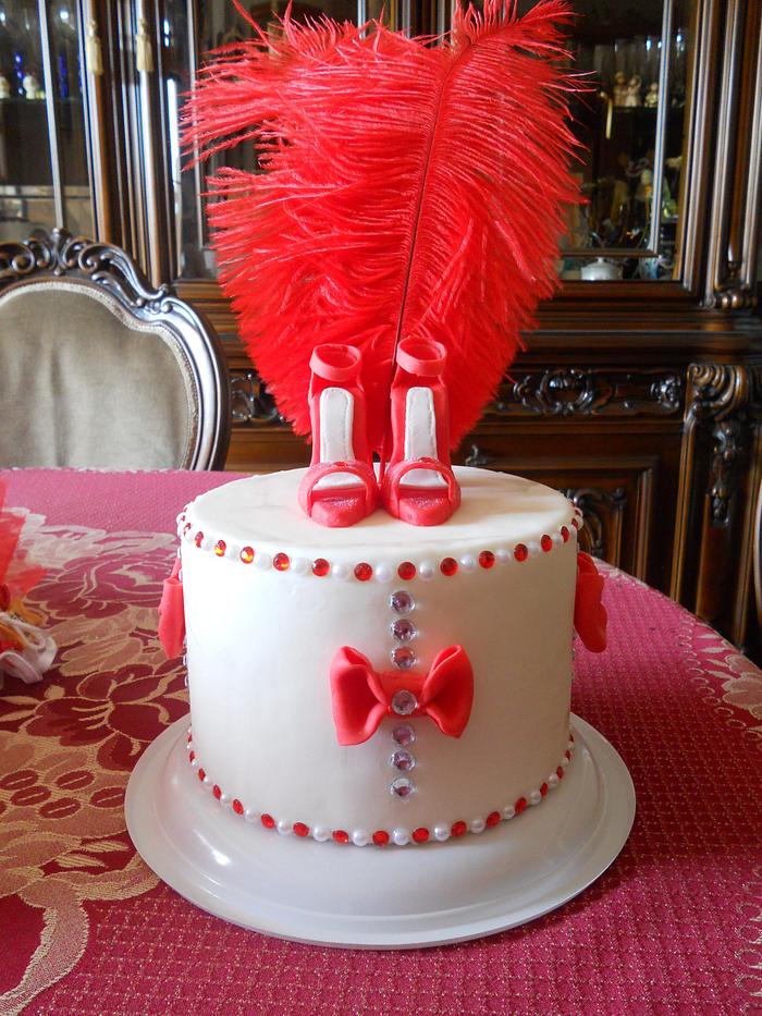 cake topper red shoes