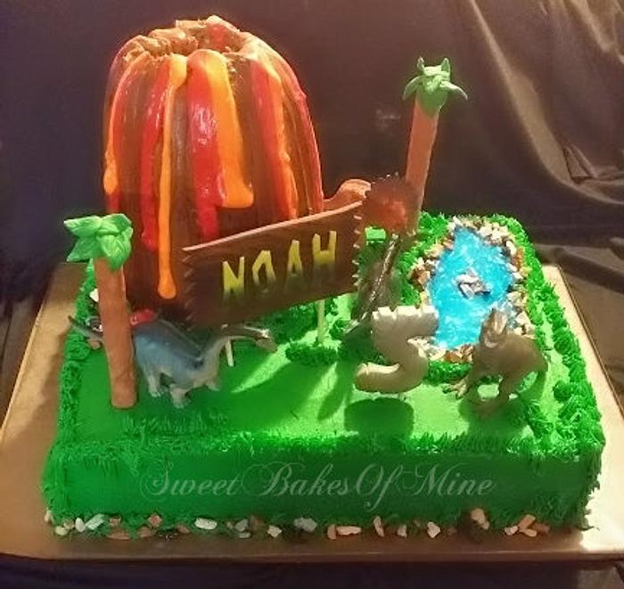 Dinosaur Volcano Cake