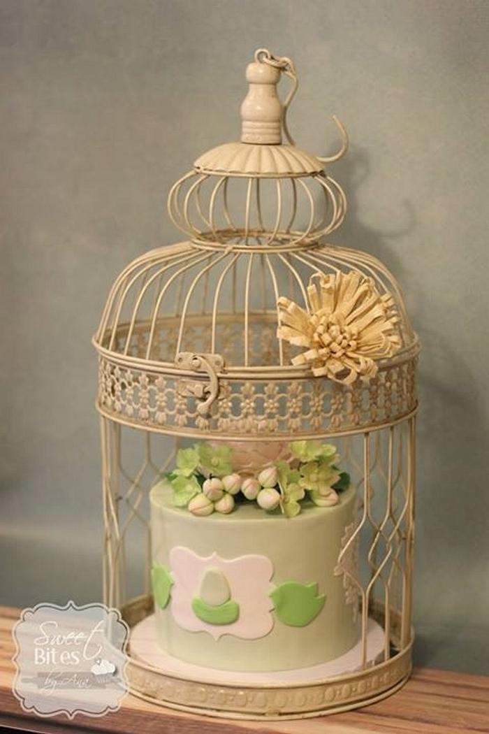 Bird nest themed baby shower cake