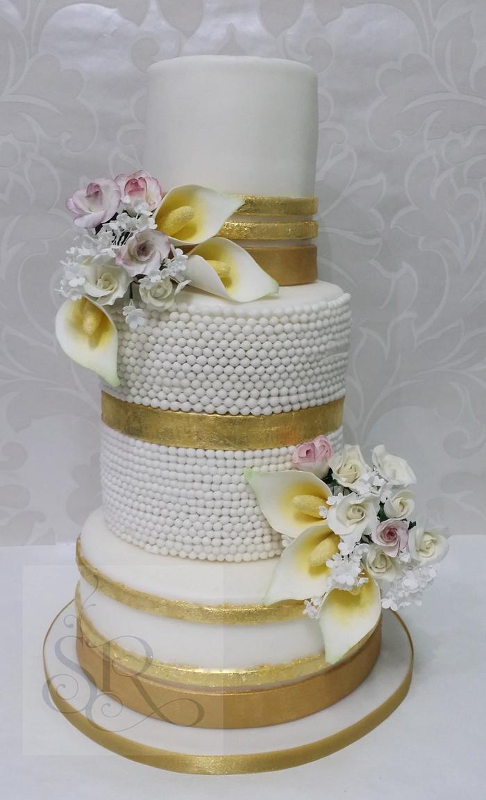 Golden Pearl Wedding Cake