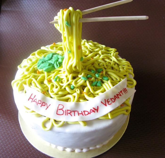 flying chopstick noodle cake!