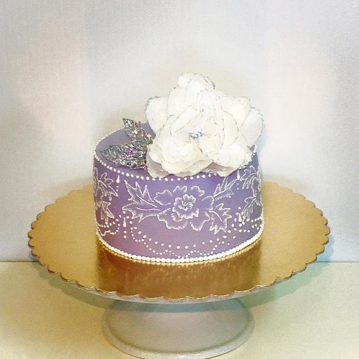 cake with royal icing-wafer paper
