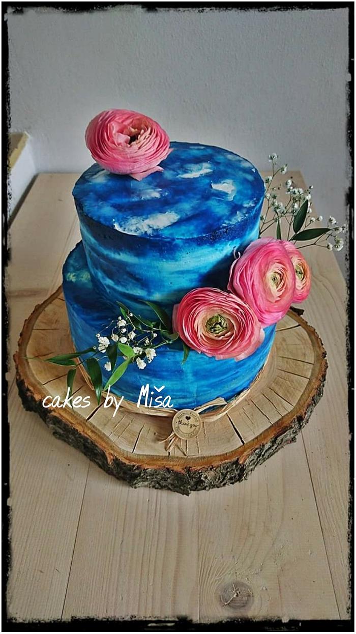 Sky wedding cake