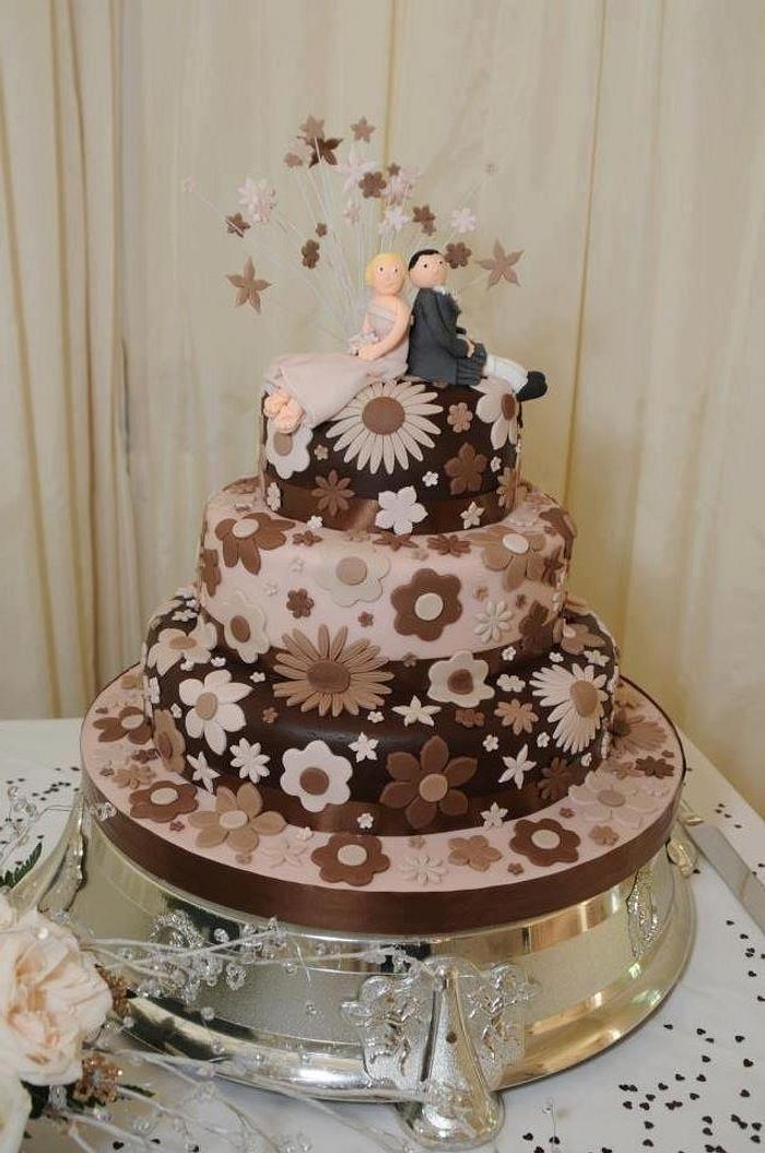 Chocolate Flowery Wedding Cake
