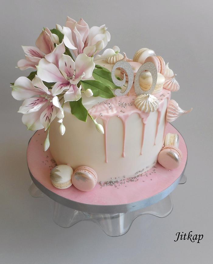 Birthday alstromerias cake