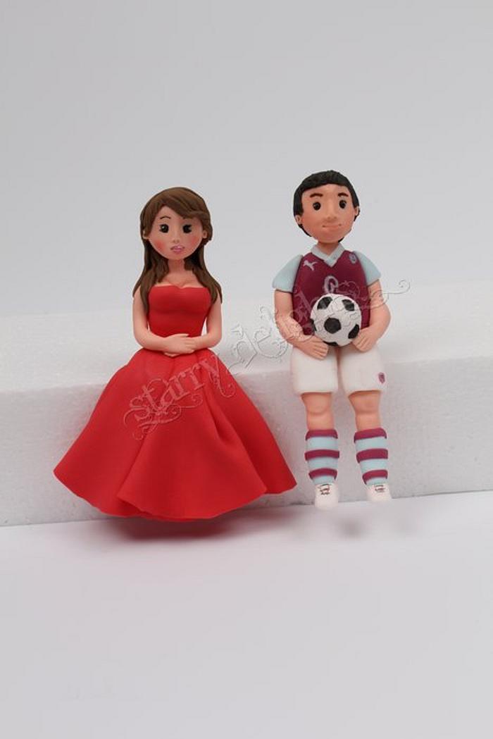 Football player and the lady in red