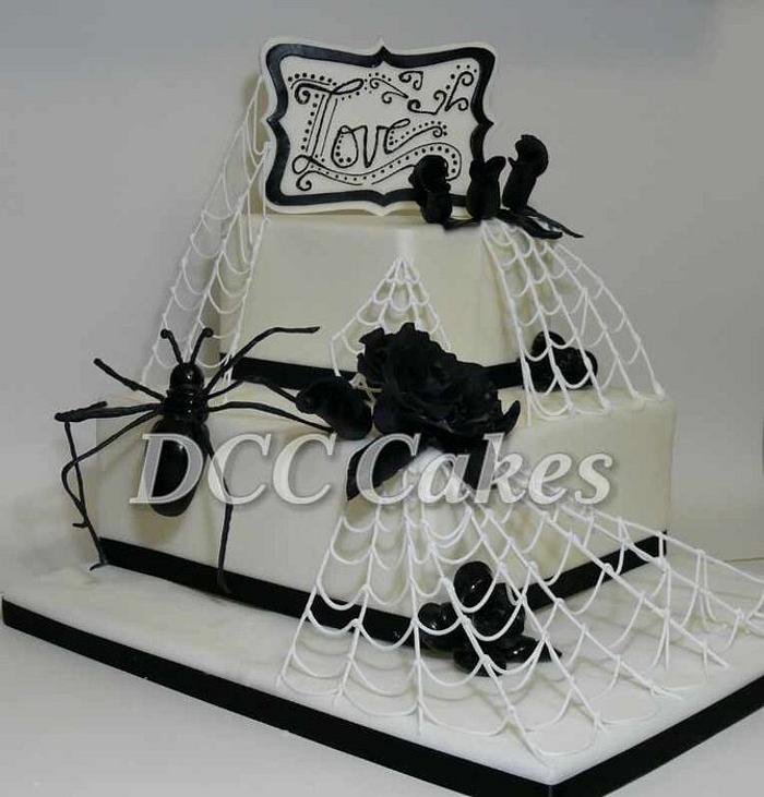 2-Tiered Non-traditional Halloween Wedding Cake