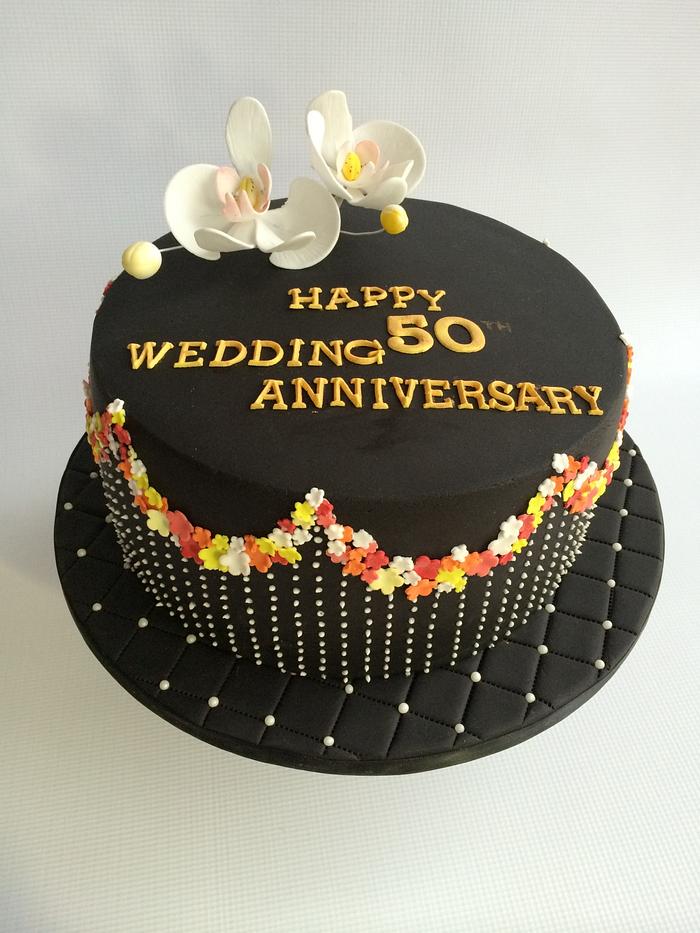 Golden wedding Anniversary Cake