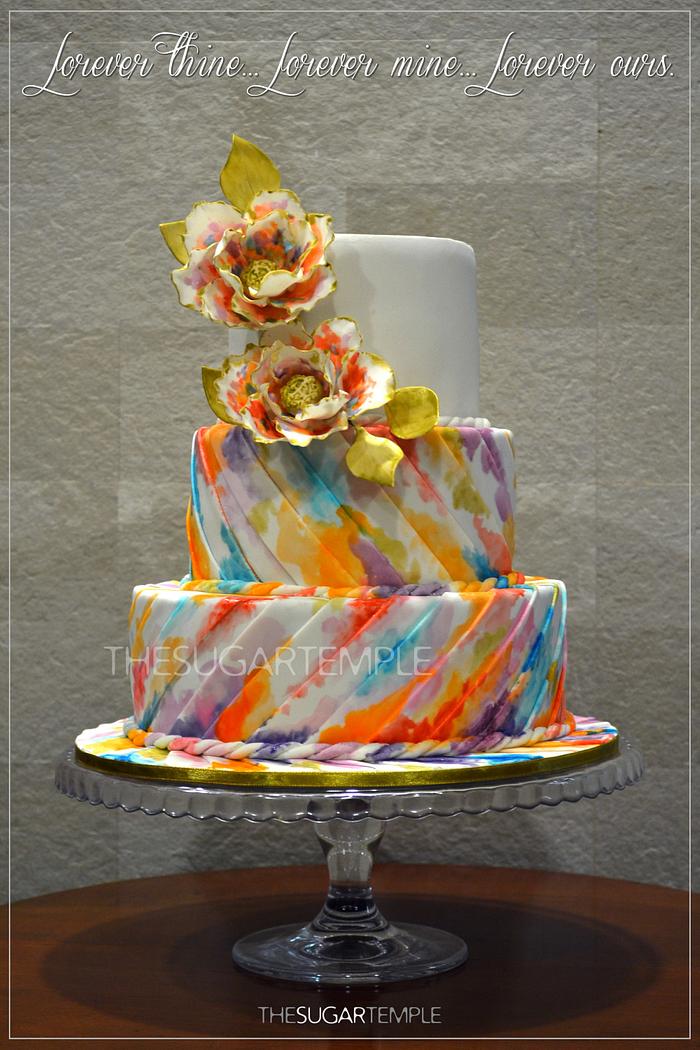 Watercolour wedding cake