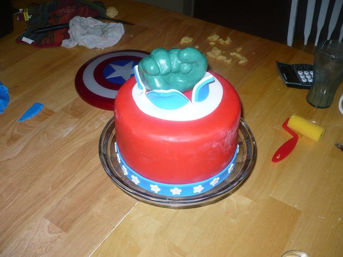 Avengers cake (to match the trash truck)
