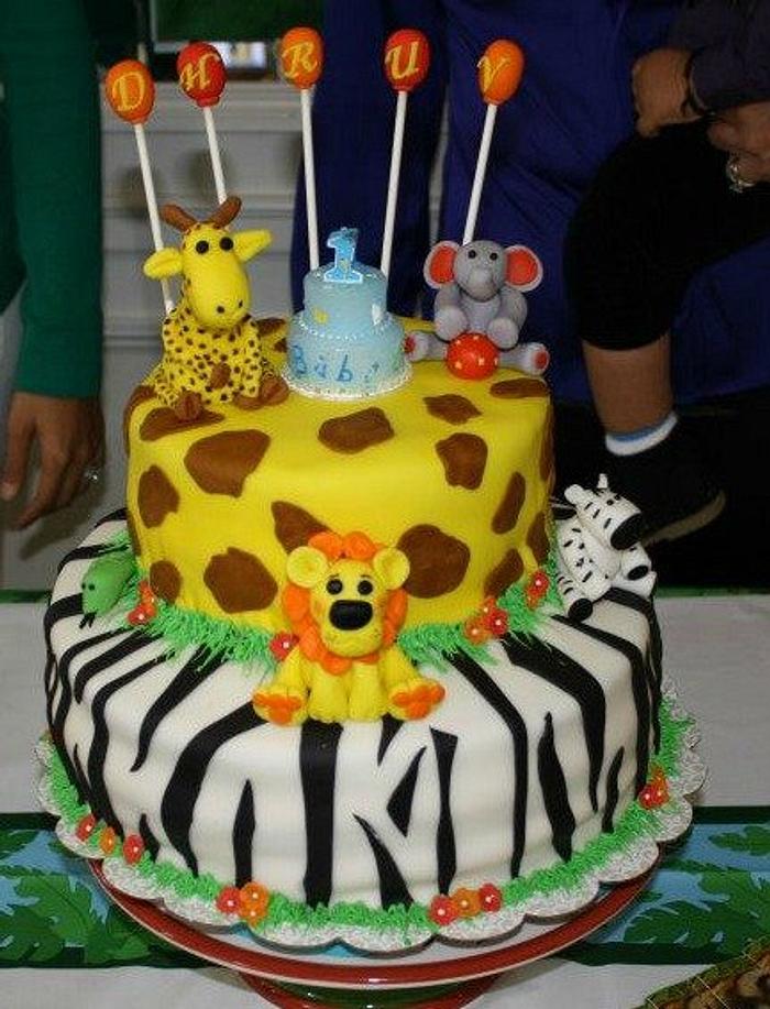 Safari 1st Birthday Cake - B0201 – Circo's Pastry Shop