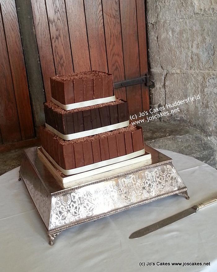 Chocolate Panel 3 Tier Wedding Cake