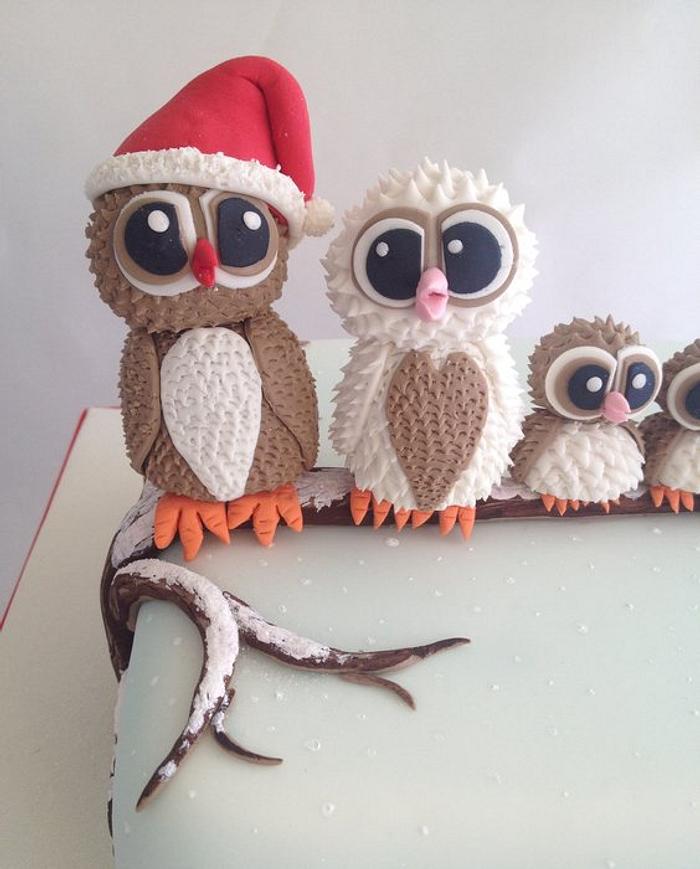 Owl family Christmas cake ( no. 2)