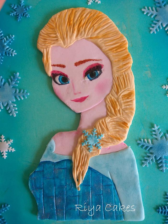Hand-painted Frozen Elsa cake