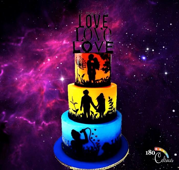 Ombre Silhouette Wedding Cake 