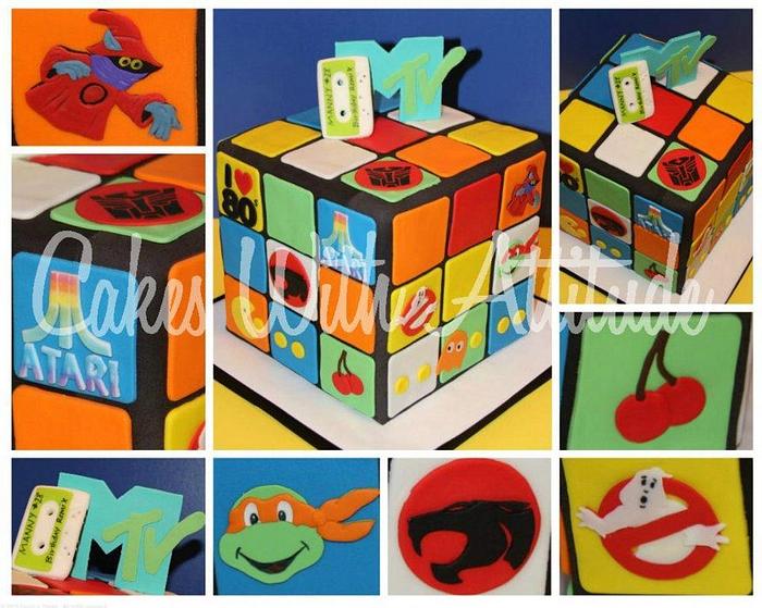 Rubik's Cube 80's Themed Cake