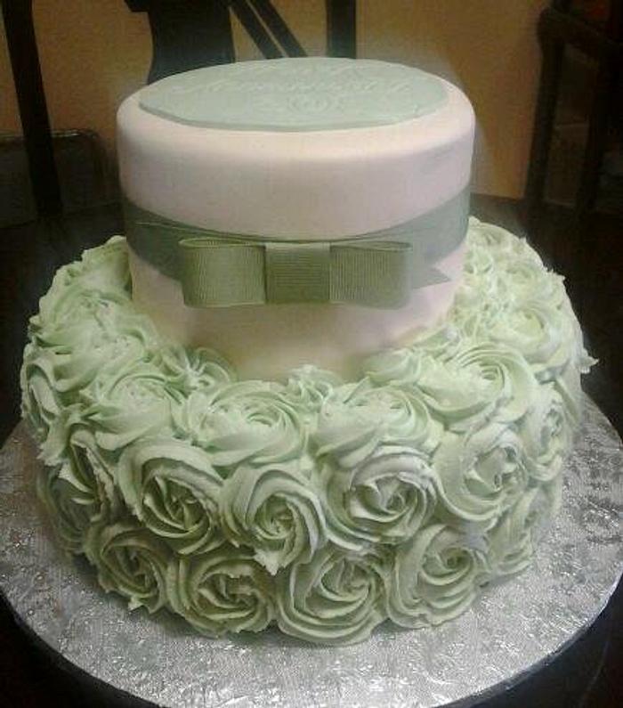 Sage Green Rose Cake