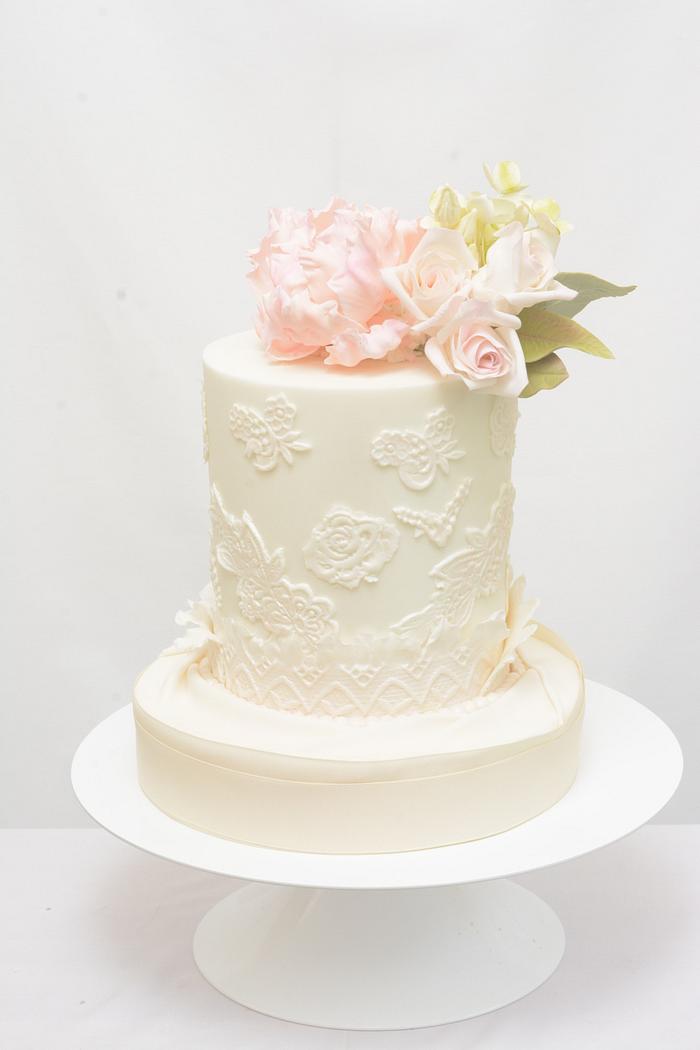 Vintage Lace Cake with Sugar Topper
