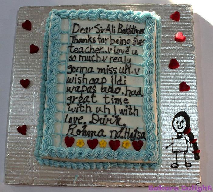 Farewell cake for a favorite teacher