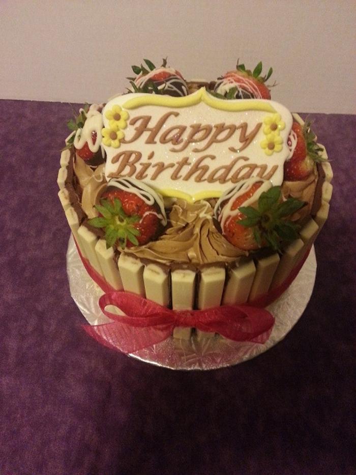 Strawberry and Kit Kat cake