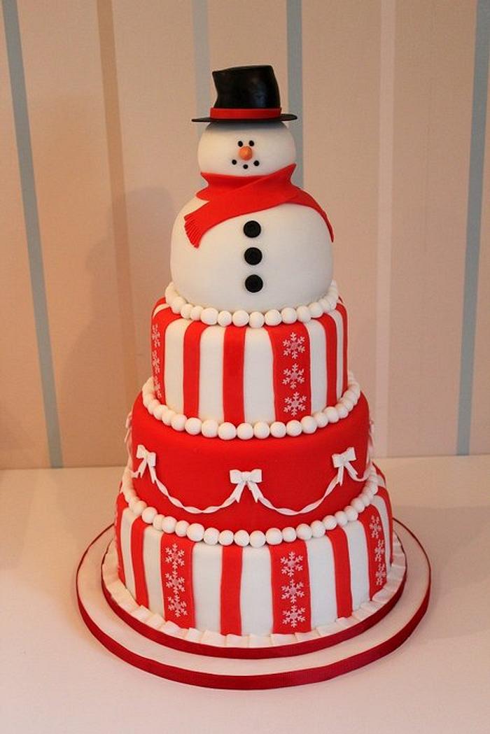 Snowman Christmas 4 tier Cake