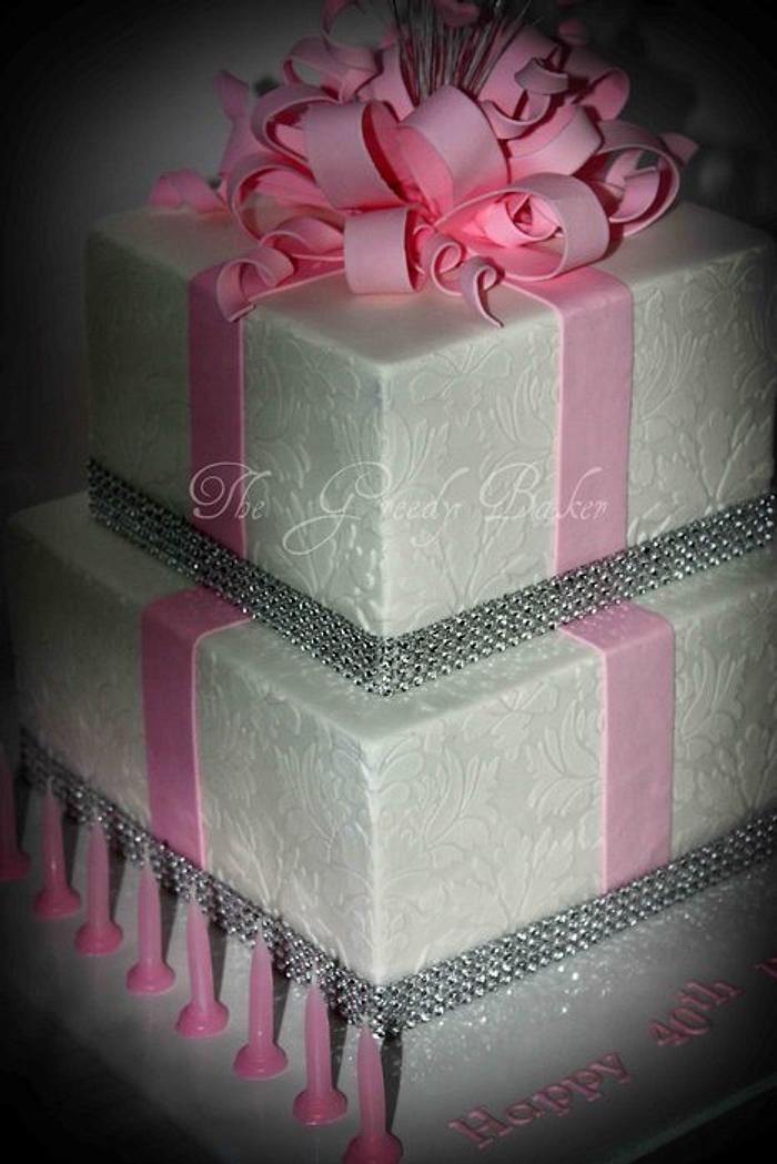 40th Pink Bling Cake