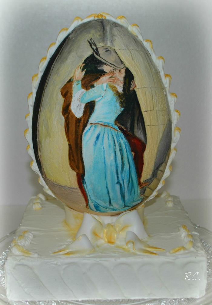 "Il Bacio" by F.Hayez style painted egg
