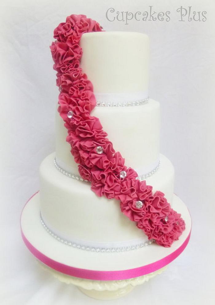 Pink Ruffle Wedding cake