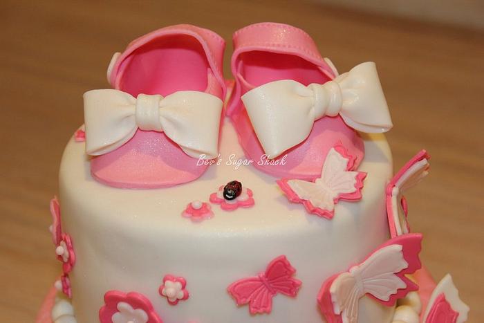 Butterfly & Bootie Baby shower cake