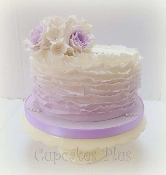 Lilac ombre ruffle cake