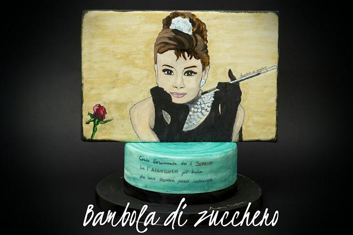 Audrey Hepburn - Hand Painted Cake