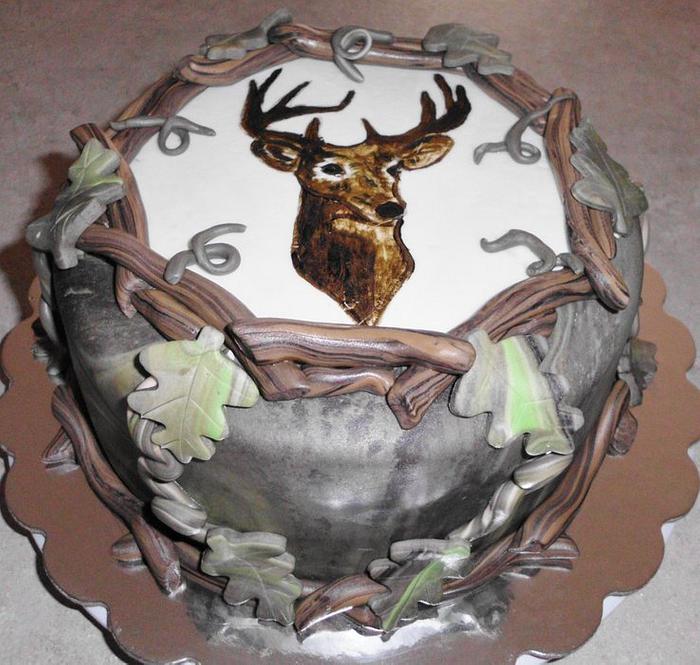Hand Painted Deer Cake