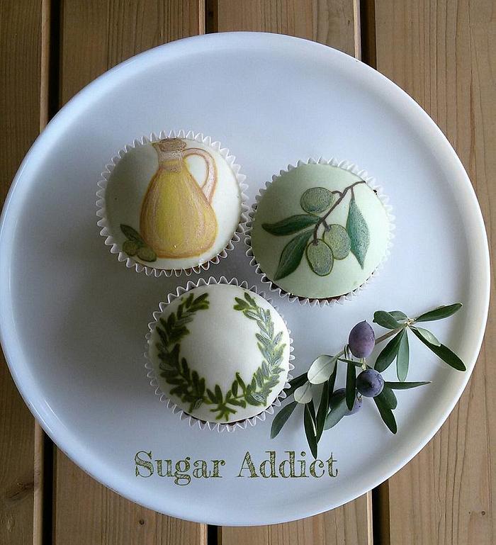 olive themed cupcakes 