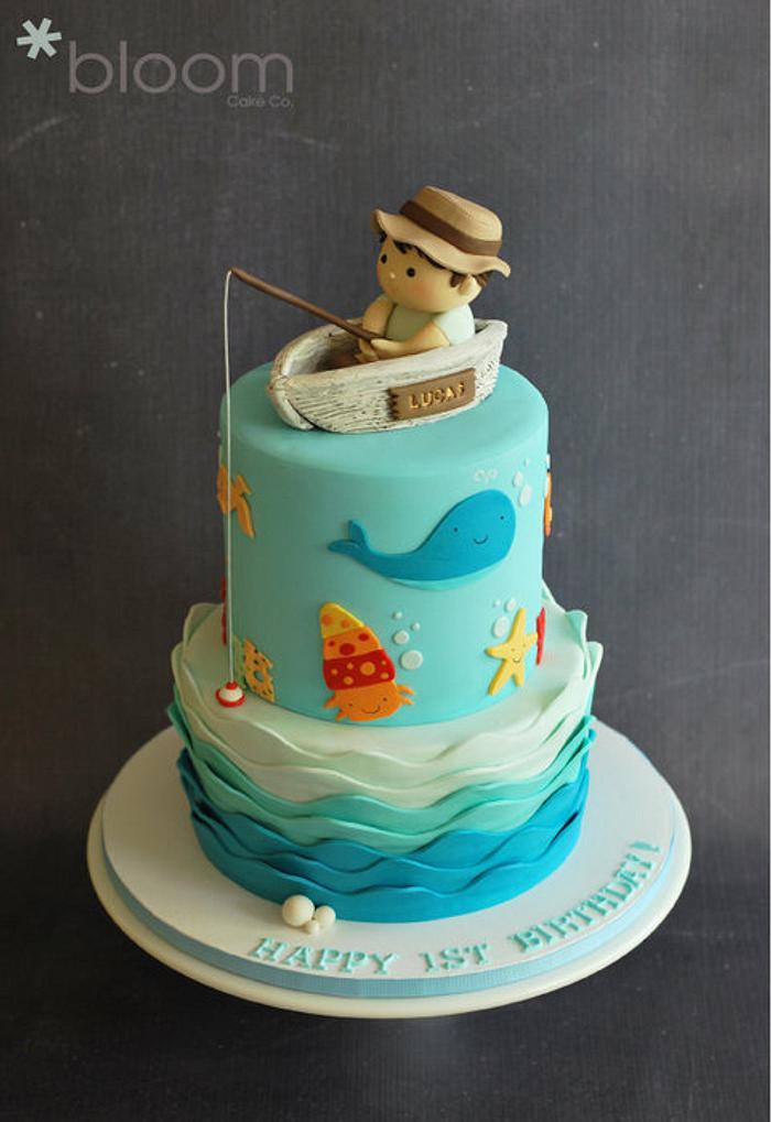 Fishing Boat 1st Birthday Cake