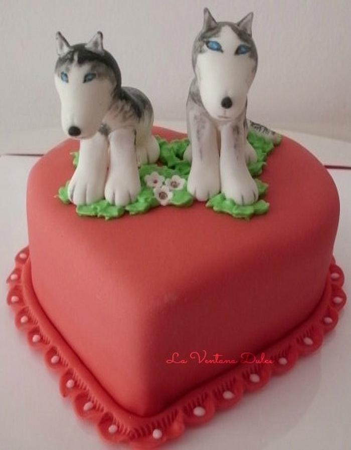 Siberian Husky dogs Cake