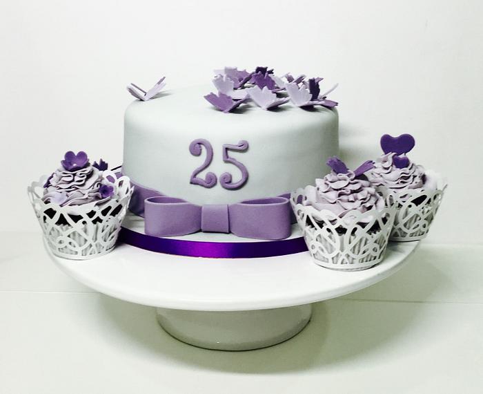 Simple 25th wedding anniversary cake 