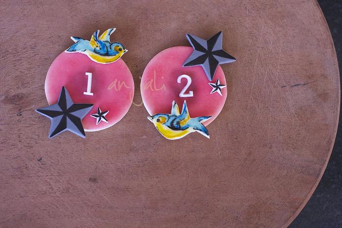 Tattoo birthday cupcake toppers
