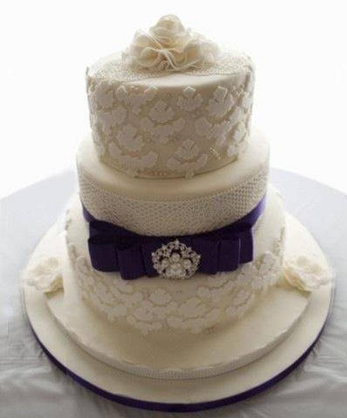 3 tier wedding cake with sugarviel and cricut cake 