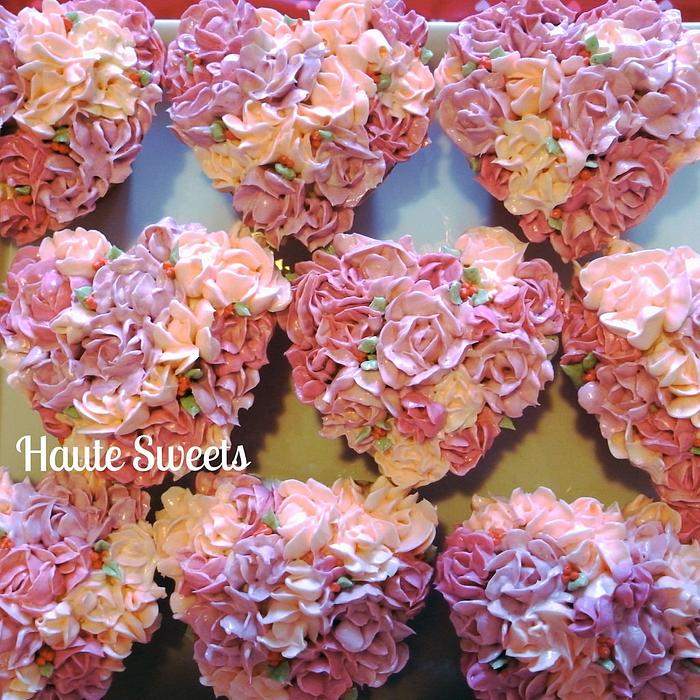 Heart-Shaped Buttercream Rose Cupcakes