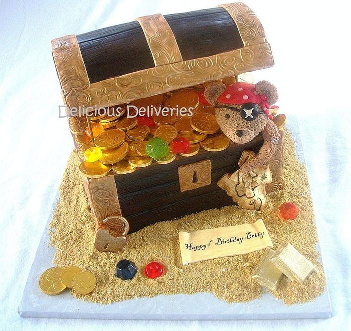 Pirate Teddy Treasure Chest Cake