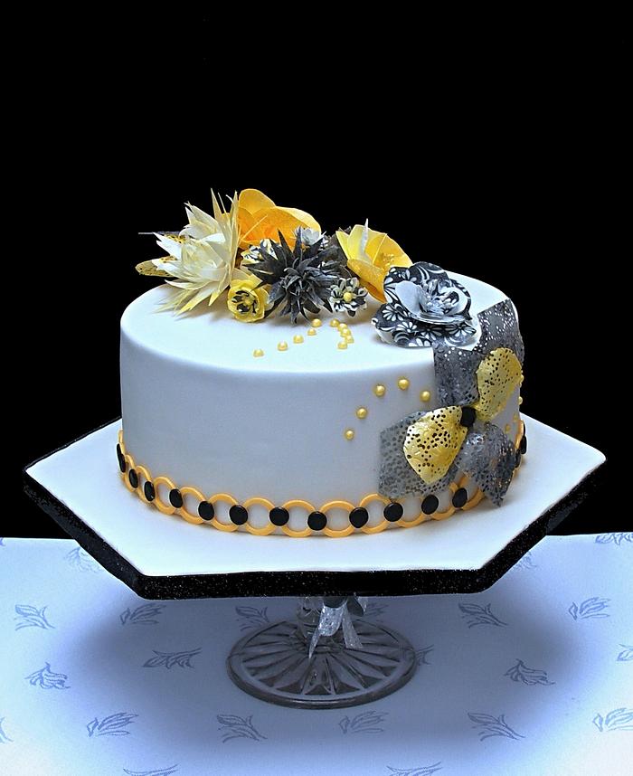 yellow black cake 