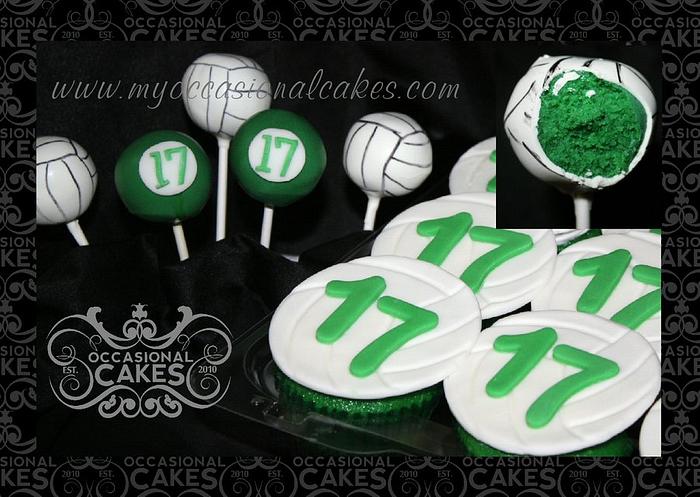 Volleyball themed pops and cupcakes