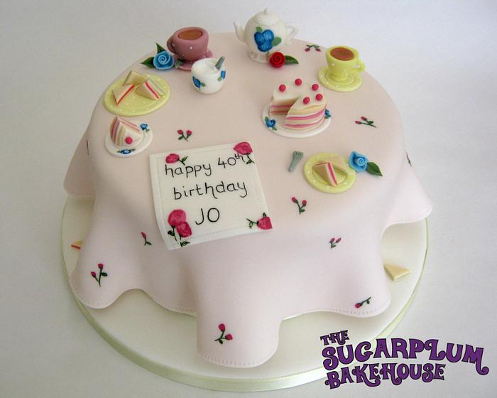 Mismatched Shabby Chic Style Tea Party Cake