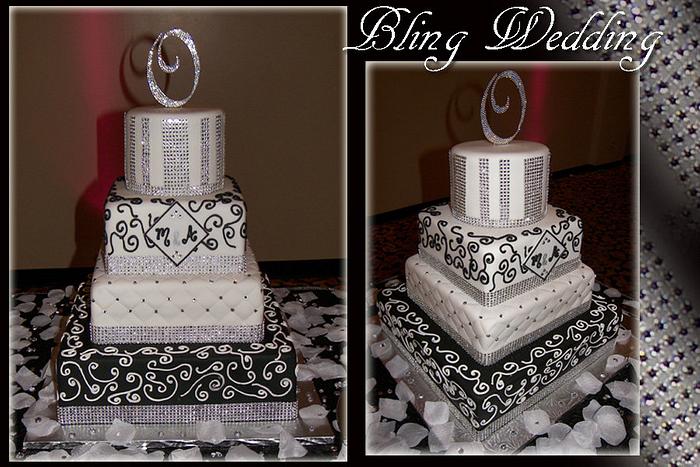 B/W Bling Wedding Cake