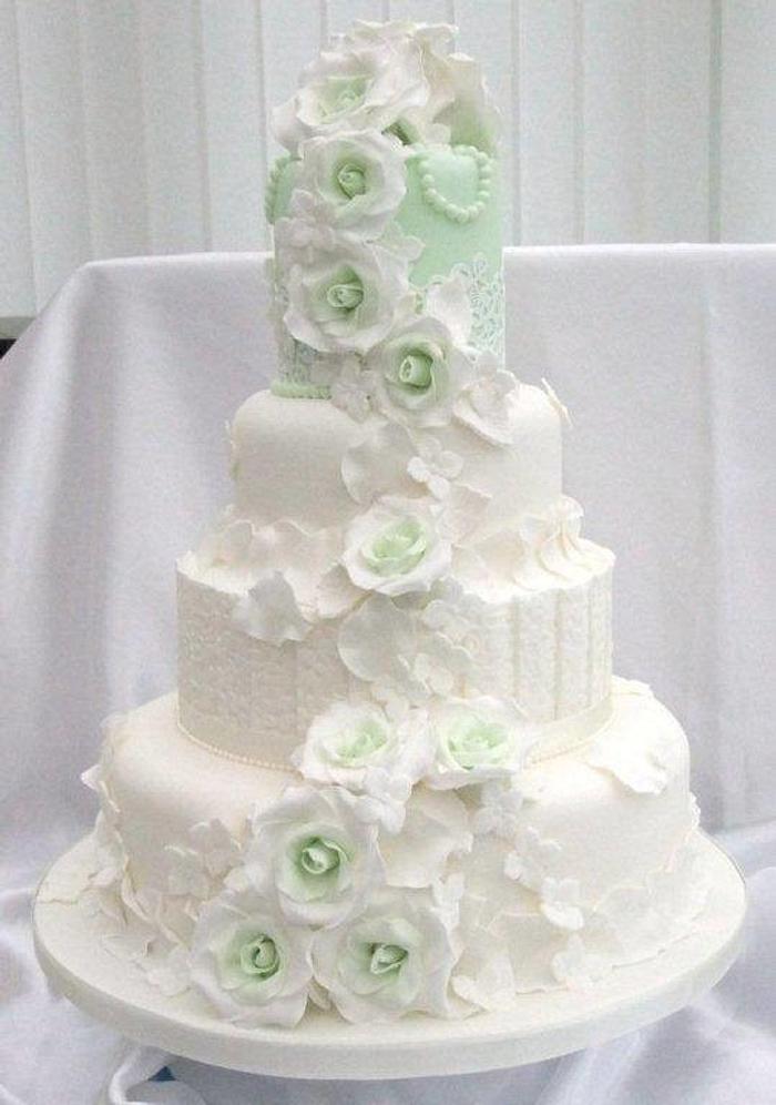 Subtle Green Wedding Cake