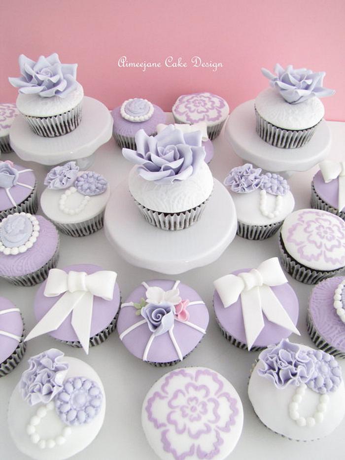 Lavender Vintage Wedding Cupcakes