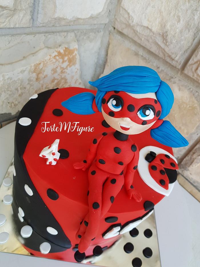 Ladybug fondant bday cake