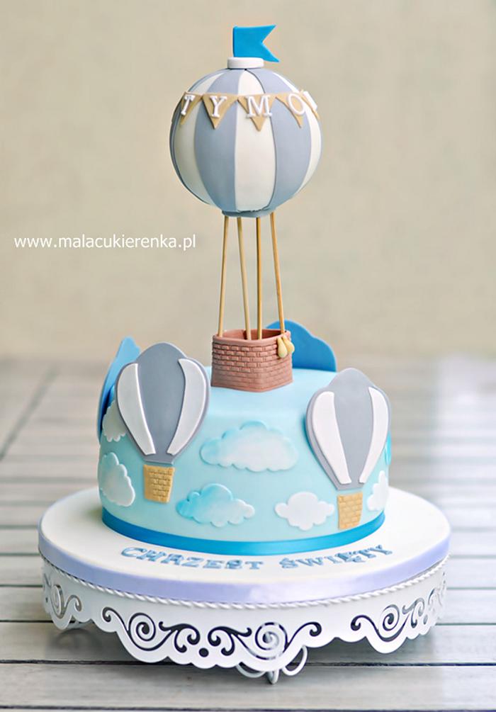 Blue Christening Balloon Cake